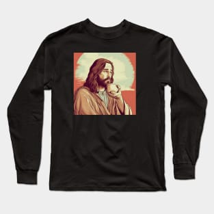 Christian Jesus Drinking Tea Long Sleeve T-Shirt